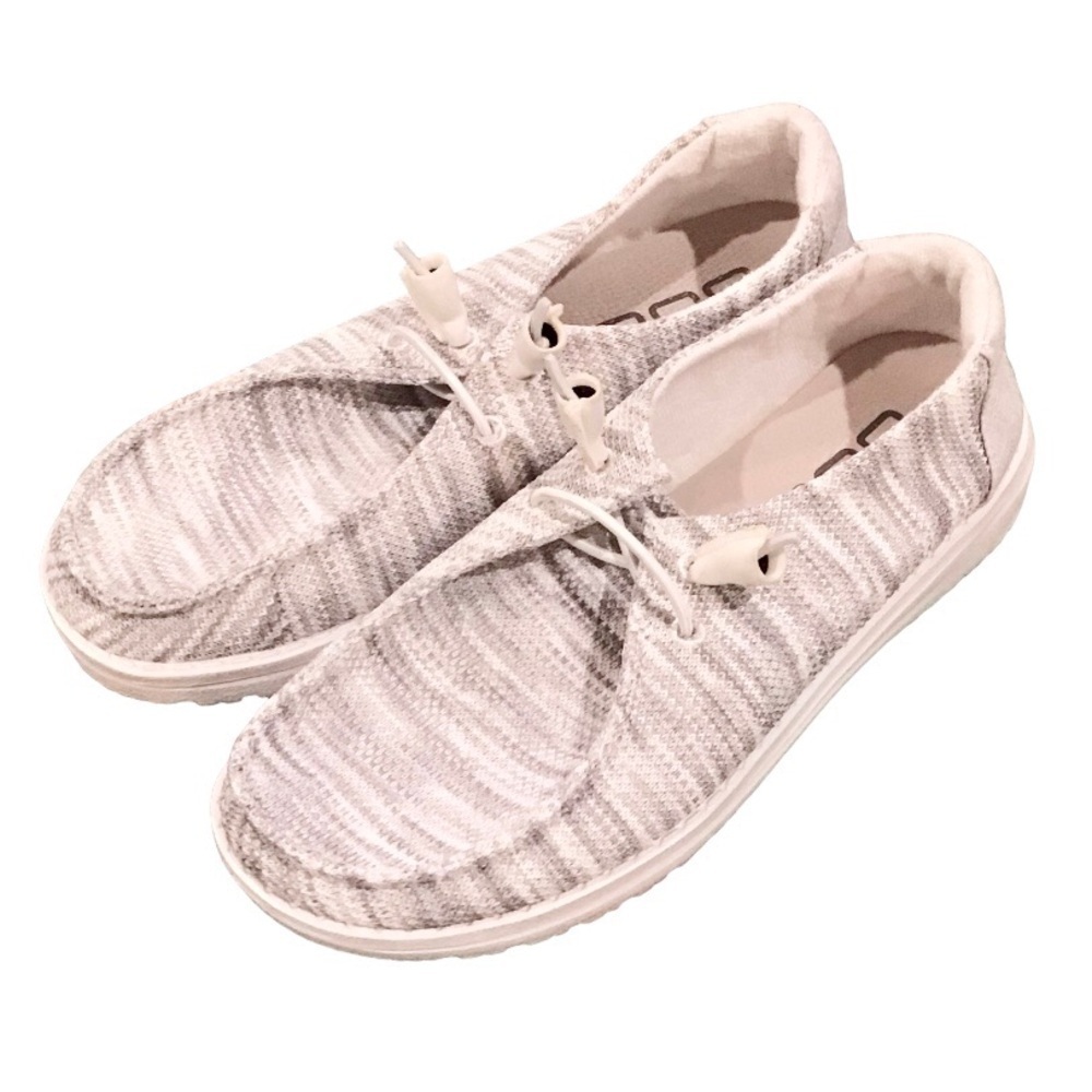 Hey Dude 6 Wendy Sox Glacier Gray White Women’s Comfort Shoes Slippers Sneakers